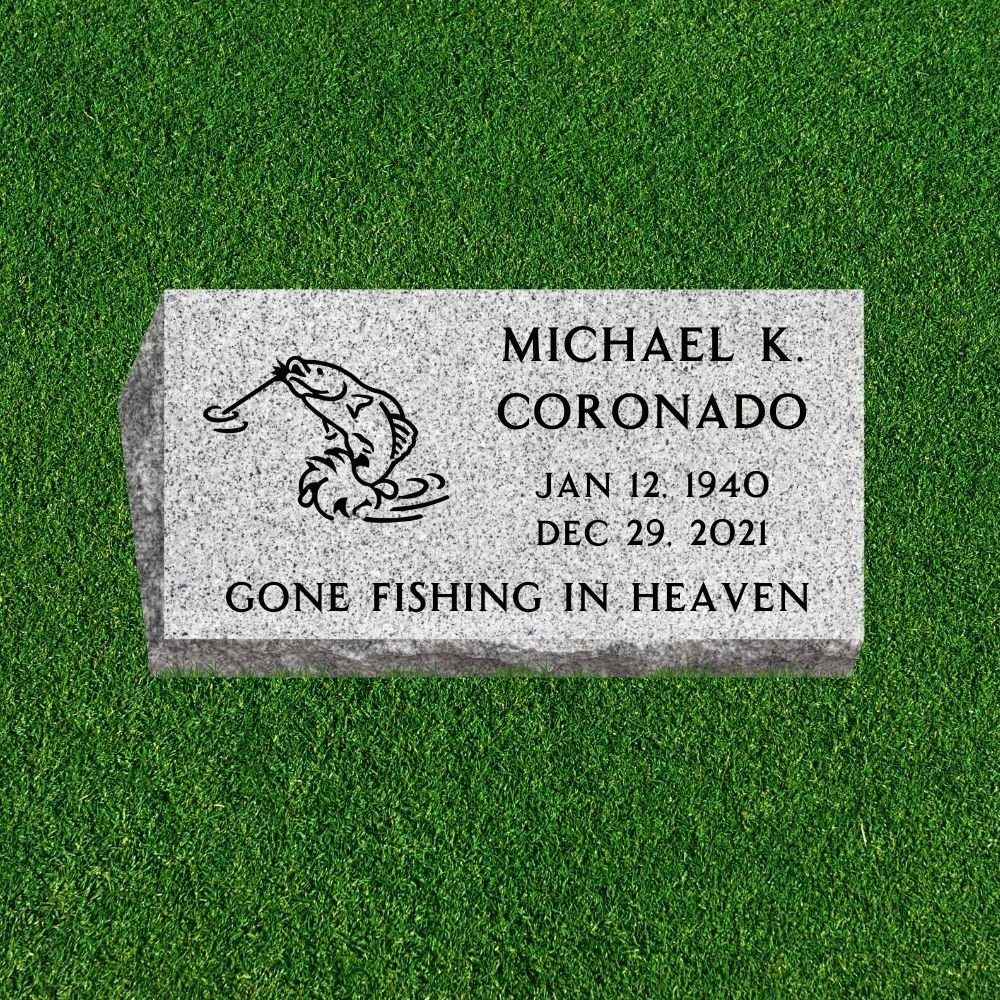 Bevel (Pillow) Grave Marker with One Symbol - (20 x 10 x 6-4 in)