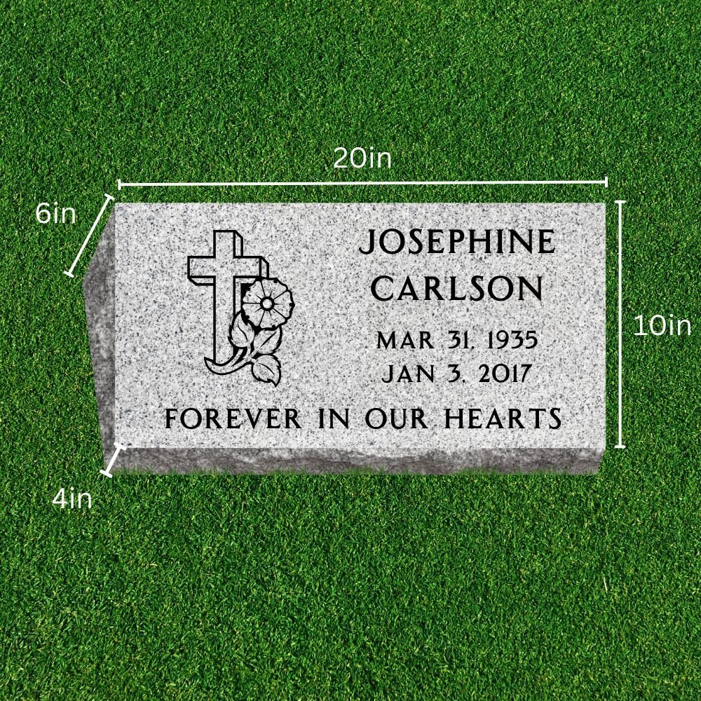 Bevel (Pillow) Grave Marker with One Symbol - (20 x 10 x 6-4 in) - Image 2