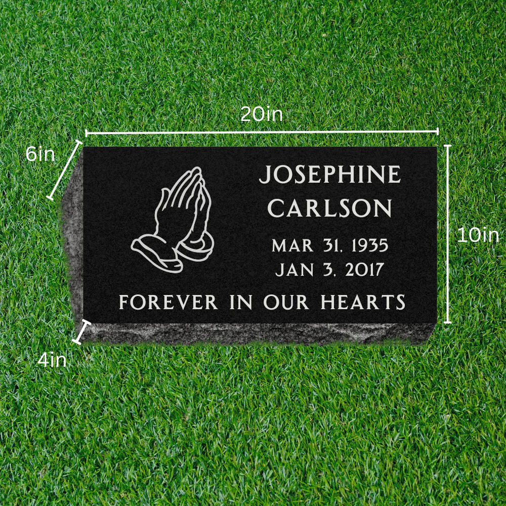 Bevel (Pillow) Grave Marker with One Symbol - (20 x 10 x 6-4 in) - Black Granite - Image 2