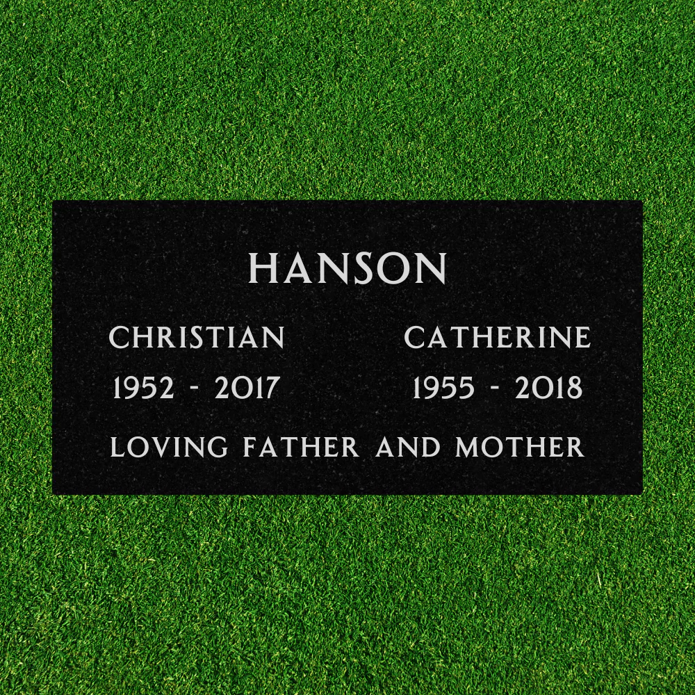 Black Granite - Companion Flat Headstone Marker - (24 x 12 x 4 in)