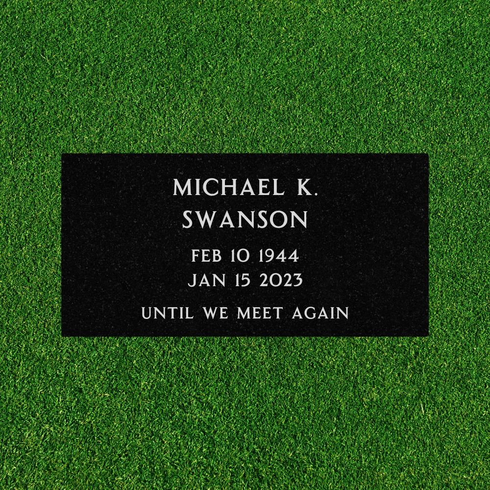 Black Granite - Flat Headstone Marker - (24 x 12 x 4 in)
