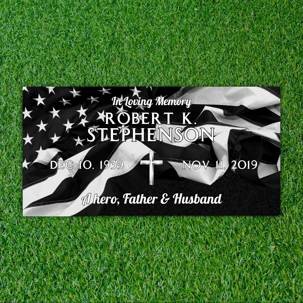 Black Granite - Flat Headstone Marker - Full Scene - (24 x 12 x 4 in) - Laser Series - Image 2