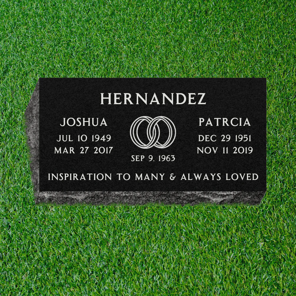 Companion - Bevel (Pillow) Grave Marker with Symbol - (24 x 12 x 6-4 in) - Black Granite