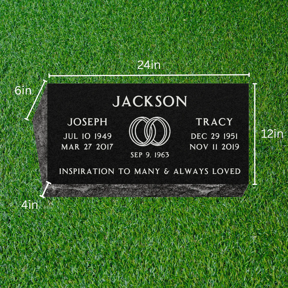 Companion - Bevel (Pillow) Grave Marker with Symbol - (24 x 12 x 6-4 in) - Black Granite - Image 2