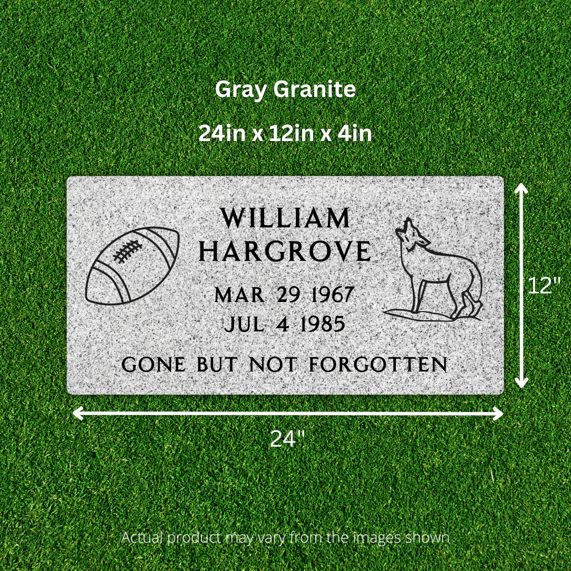 Flat Headstone Marker with Two Symbols - (24 x 12 x 4 in) - Image 3
