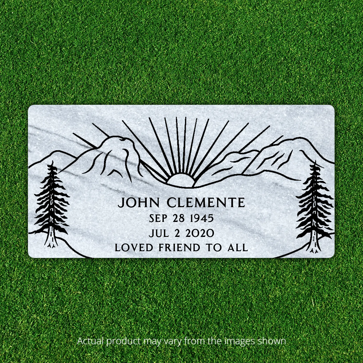 Marble - Flat Headstone Marker with Border - (24 x 12 x 4 in)