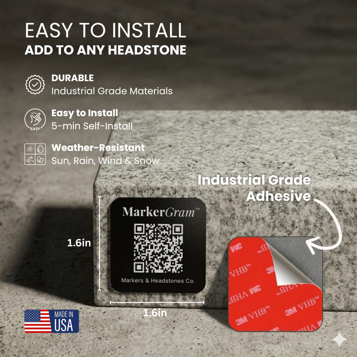 MarkerGram™ - Digital Legacy QR Memorial Plaque for Headstones - Image 3