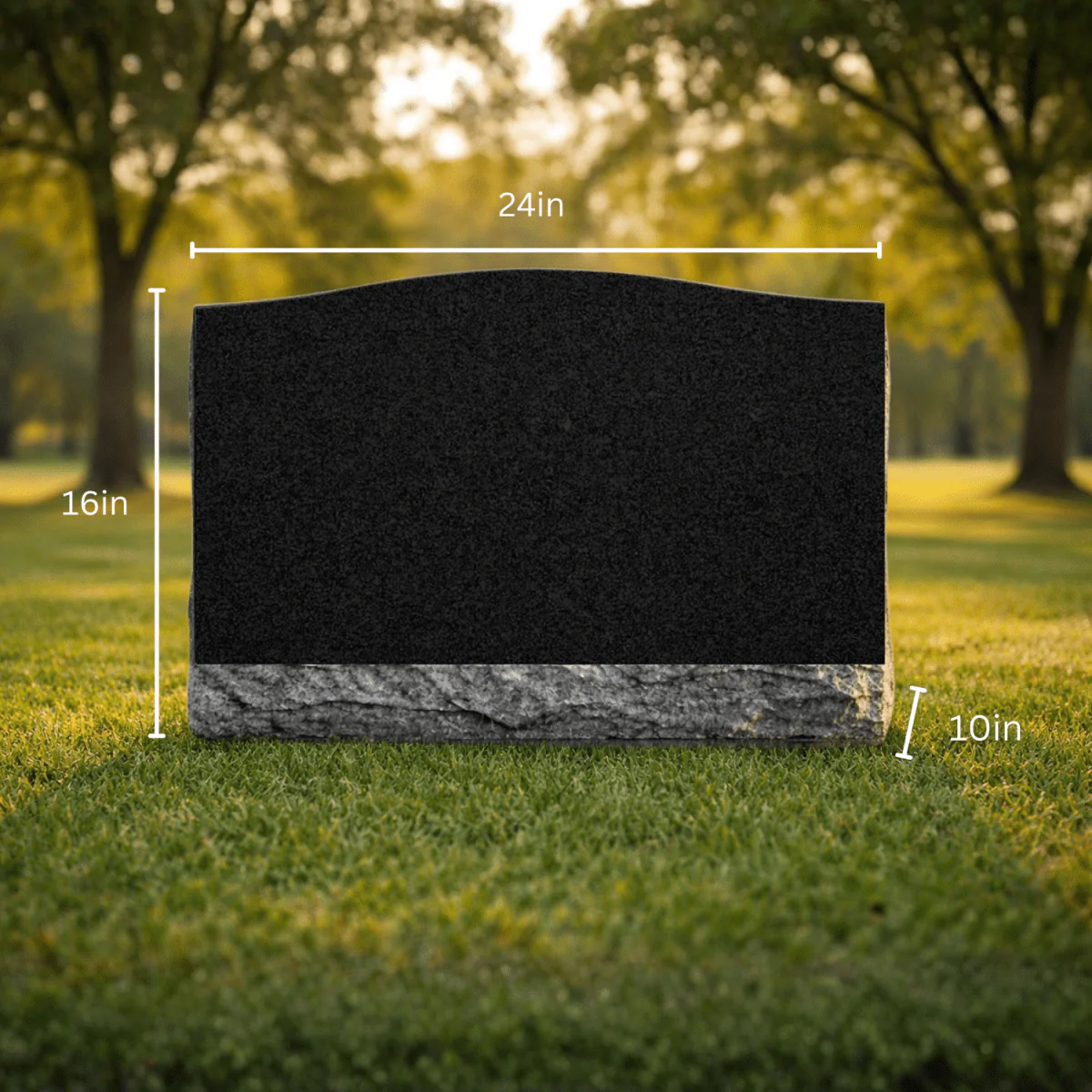 Slant Headstone Marker - Companion (Double) with Symbol - (24 x 10 x 16 in) - Black Granite - Image 2