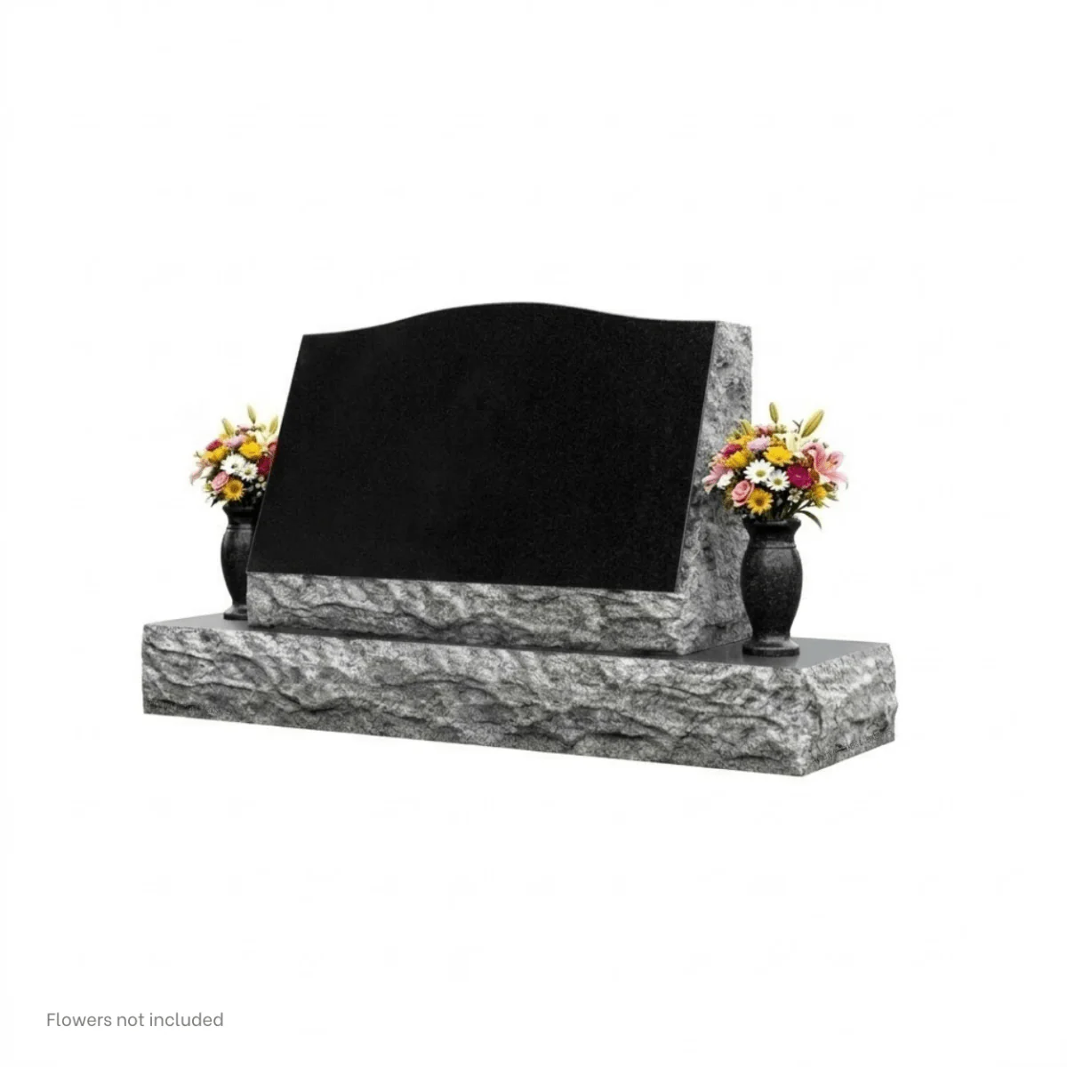 Slant Headstone Marker - with Border - (24 x 10 x 16 in) - Black Granite - Image 3