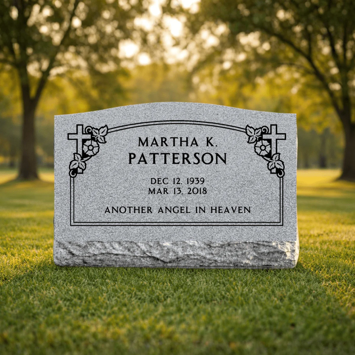 Slant Headstone Marker - with Border - (24 x 10 x 16 in)