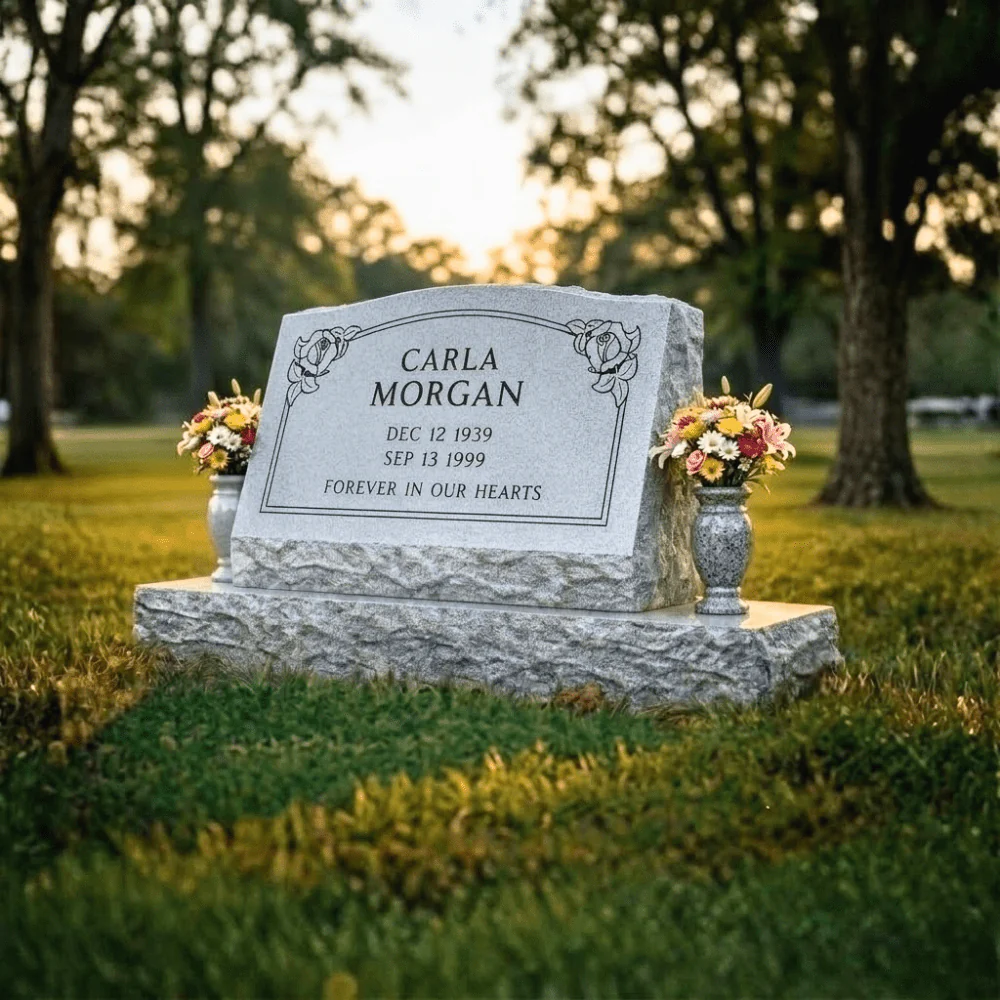 Slant Headstone Marker - with Border - (24 x 10 x 16 in) - Image 2